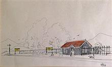 Small town Railway Station - Illustration by Vasant Sarwate - one of my proud possessions