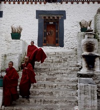 Buddhist monks at a monastery, Bhutan