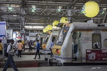 Suburban trains at CST, Mumbai