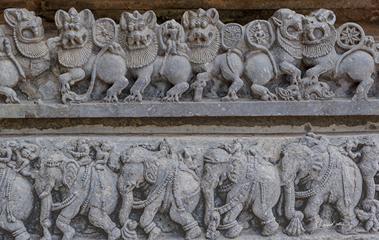 Stone carved panel at Halebidu