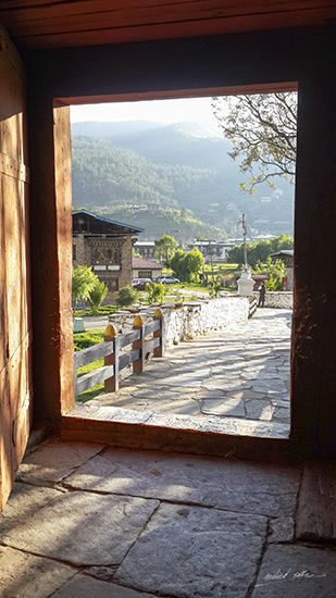 Looking out from Paro Dzong