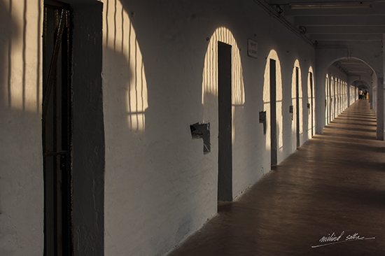 Walking the corridor at Cellular Jail