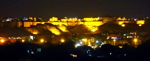 Jaisalmer flag with the Golden city in the background